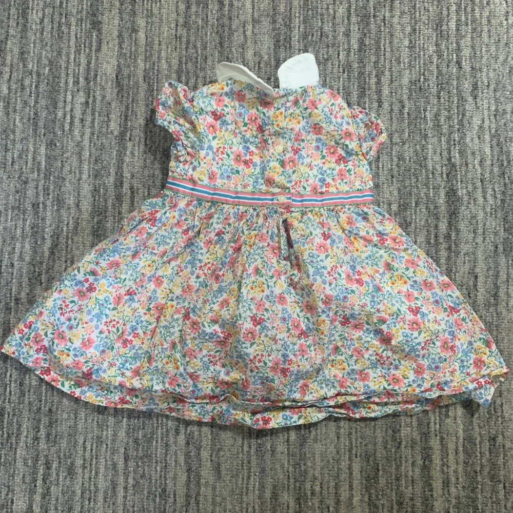 Vintage Ralph Lauren Floral Dress Bloomer Set Cotton‎ White Collar Girl 9M